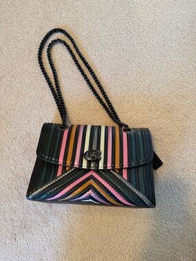 Multicolor Striped Coach Shoulder Bag